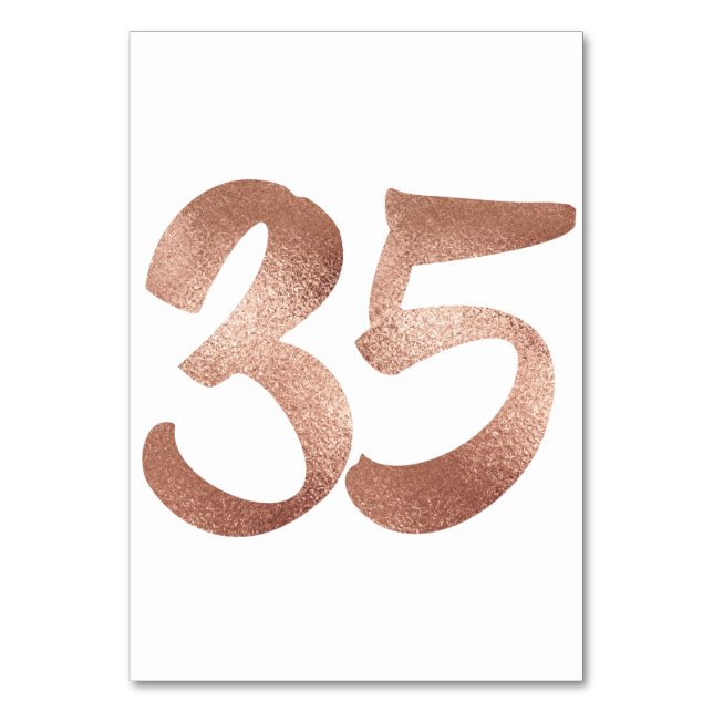 35 Table  Number White Metallic Pink Rose Gold (Back)