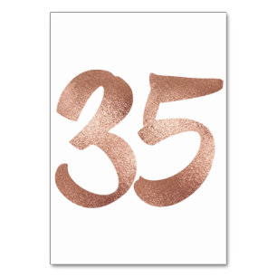 35 Table Number White Metallic Pink Rose Gold Table Number