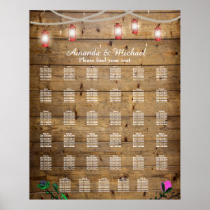 35 Tables Rustic Lantern Lights Seating Poster