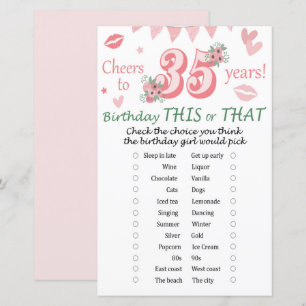 35 th Birthday This or That Game