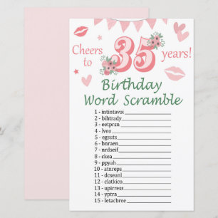 35 th Birthday Word Scramble Game