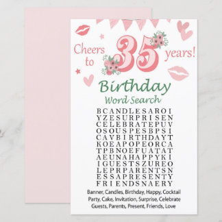 35 th Birthday Word Search Game