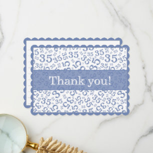 35 "Thank you!" Blue/White Number Pattern Thank You Card
