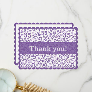 35 "Thank you!" Purple/White Number Pattern  Thank You Card