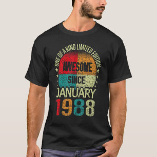 35 Year Awesome Since January 1988 Vintage 35th Bi T-Shirt