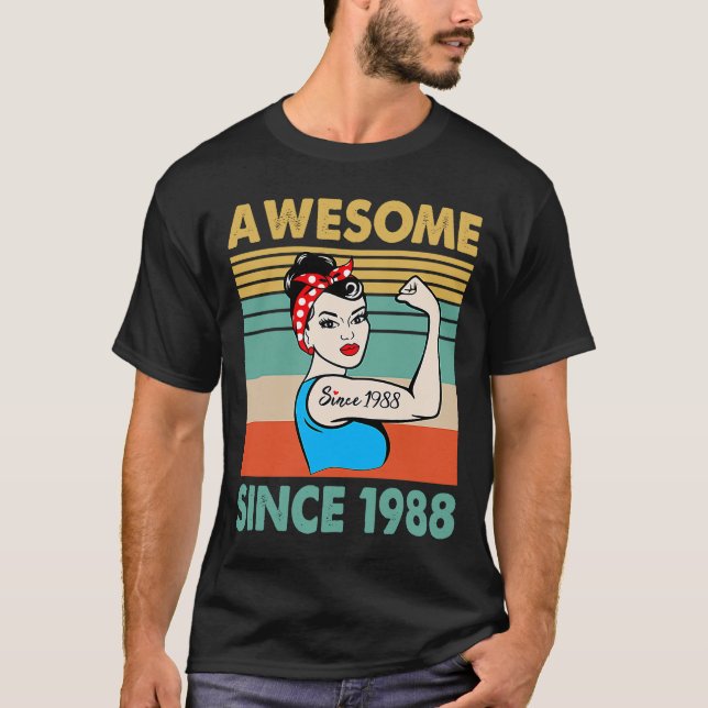35 Year Old Awesome Since 1988 35th Birthday T-Shirt (Front)