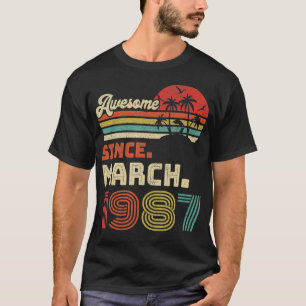 35 Year Old Awesome Since March 1987 35th Birthday T-Shirt