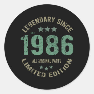35 Year Old Bday 1986 Legend Since 35th Birthday Classic Round Sticker