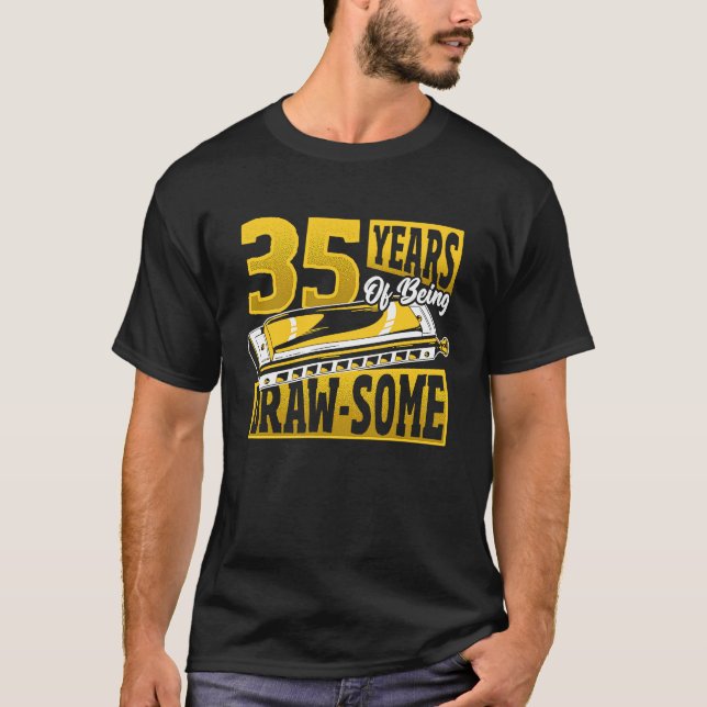 35 Year Old Harmonica Player Birthday T-Shirt (Front)