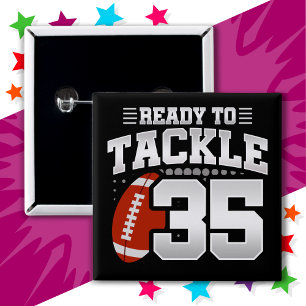 35 Year Old Tackle Football Party 35th Birthday 15 Cm Square Badge