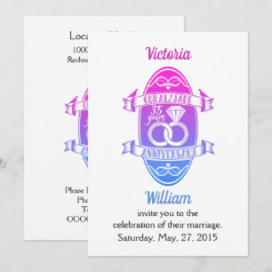 35 Year traditional coral Jade 235th  anniversary Invitation