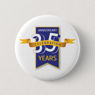35 Years Anniversary Design 6 Cm Round Badge