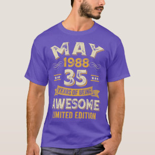 35 Years Awesome Vintage May 1988 35th Birthday T-Shirt