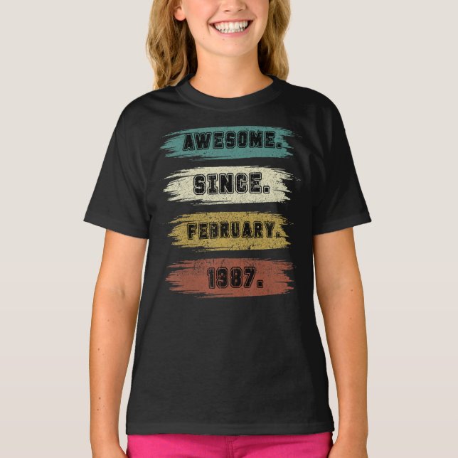 35 Years Old  Awesome Since February 1987 35th Bir T-Shirt (Front)