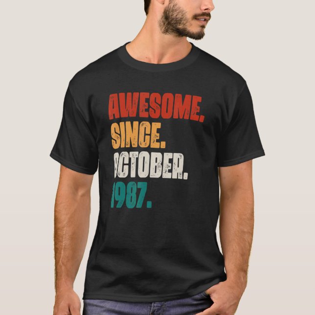 35 Years Old  Awesome Since October 1987 35th Birt T-Shirt (Front)