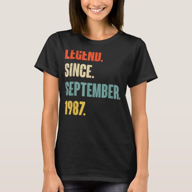 35 Years Old  Legend Since September 1987 35th Bir T-Shirt (Front)