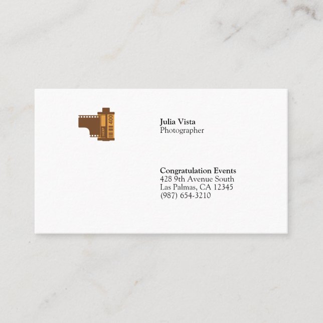 35mm Film Roll Photographer Minimal Business Card (Front)