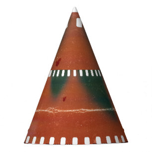 35mm filmstrip start, cool scratches. party hat