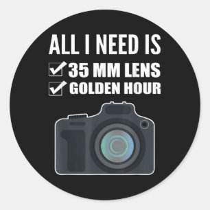 35mm Lens Wedding Photographer Classic Round Sticker