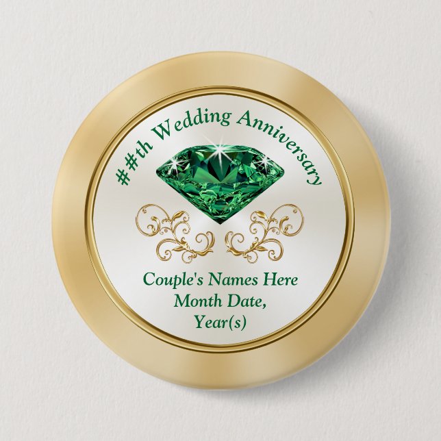 35th, 55th, Emerald 20th Anniversary Party Ideas 7.5 Cm Round Badge (Front)