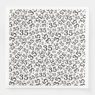 35th Age Random Number Pattern Black/White Napkin
