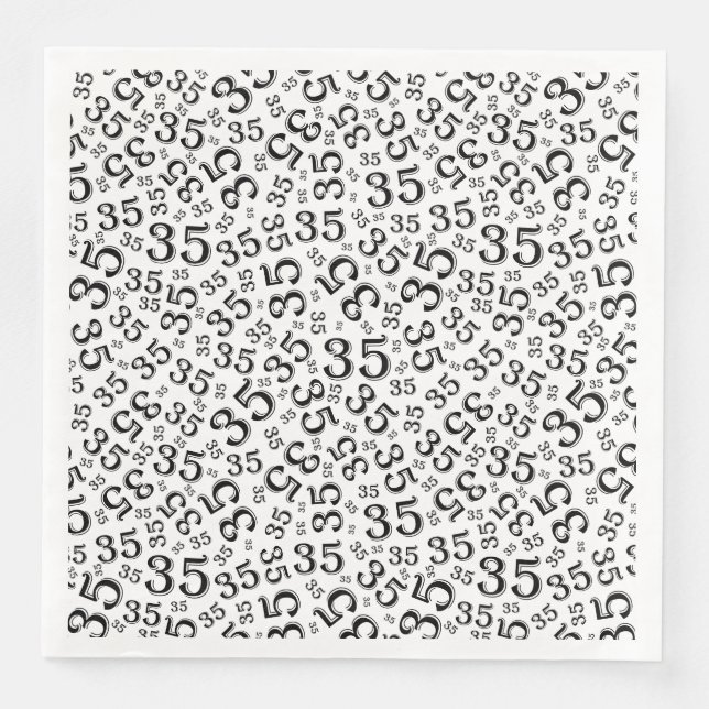 35th Age Random Number Pattern Black/White Napkin (Front)