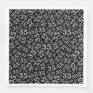 35th Age Random Number Pattern Black/White Napkin