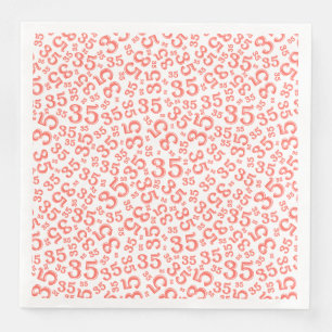 35th Age Random Number Pattern Coral/White Napkin