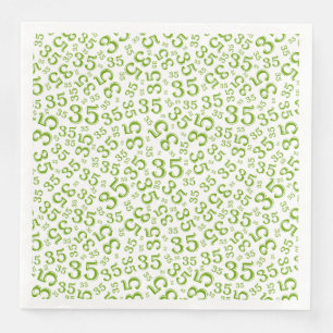 35th Age Random Number Pattern Green/White Napkin