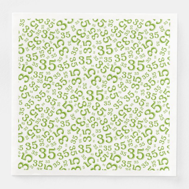 35th Age Random Number Pattern Green/White Napkin (Front)