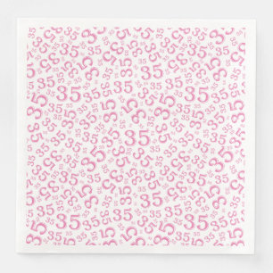 35th Age Random Number Pattern Pink/White Napkin