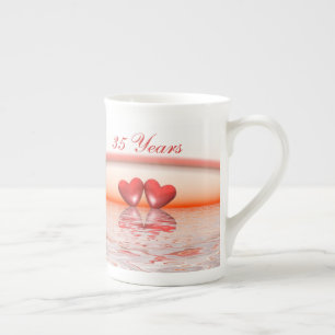 35th Anniversary Coral Hearts Bone China Mug