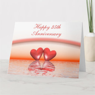 35th Anniversary Coral Hearts Card