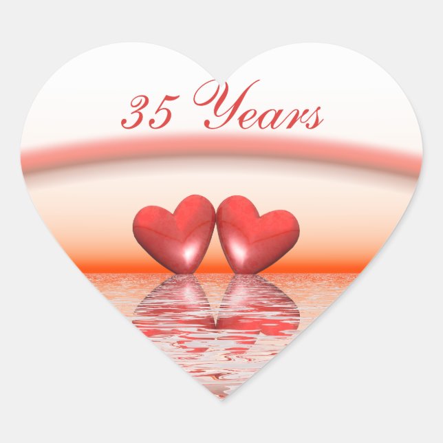 35th Anniversary Coral Hearts Heart Sticker (Front)