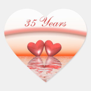 35th Anniversary Coral Hearts Heart Sticker