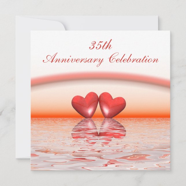 35th Anniversary Coral Hearts Invitation (Front)