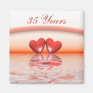 35th Anniversary Coral Hearts Magnet