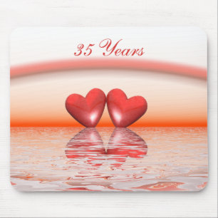 35th Anniversary Coral Hearts Mouse Mat