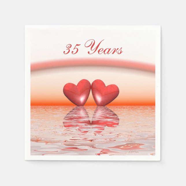 35th Anniversary Coral Hearts Napkin (Front)