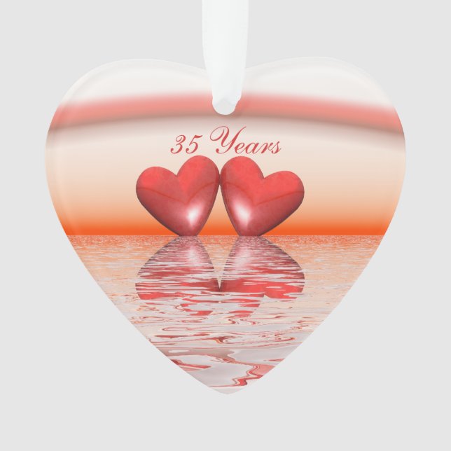 35th Anniversary Coral Hearts Ornament (Front)
