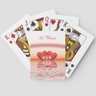 35th Anniversary Coral Hearts Playing Cards