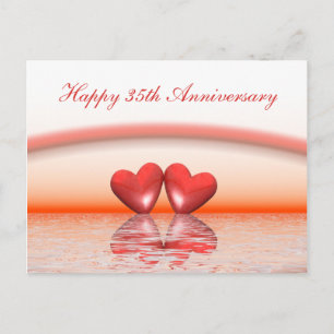 35th Anniversary Coral Hearts Postcard