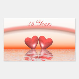 35th Anniversary Coral Hearts Rectangular Sticker
