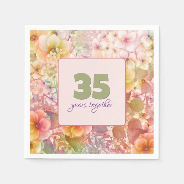 35th Anniversary Cosmos Floral Garden  Napkin (Front)