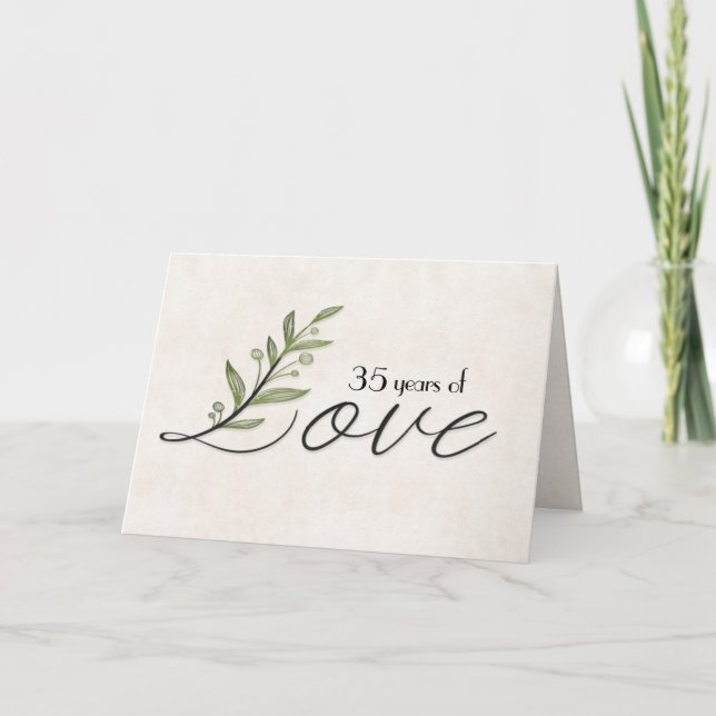 35th Anniversary Love Font with Leaves Card (Front)