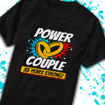 35th Anniversary Married Couples 35 Years Strong T-Shirt<br><div class="desc">This fun 35th wedding anniversary design is perfect for couples married 35 years to celebrate their marriage! Great to celebrate with your husband or wife or for your parent's 35 year wedding anniversary party! Features "Power Couple - 35 Years Strong!" wedding anniversary quote w/ joined wedding rings in a blast...</div>
