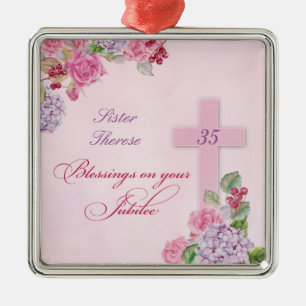 35th Anniversary of Religious Life Catholic Nun Metal Tree Decoration