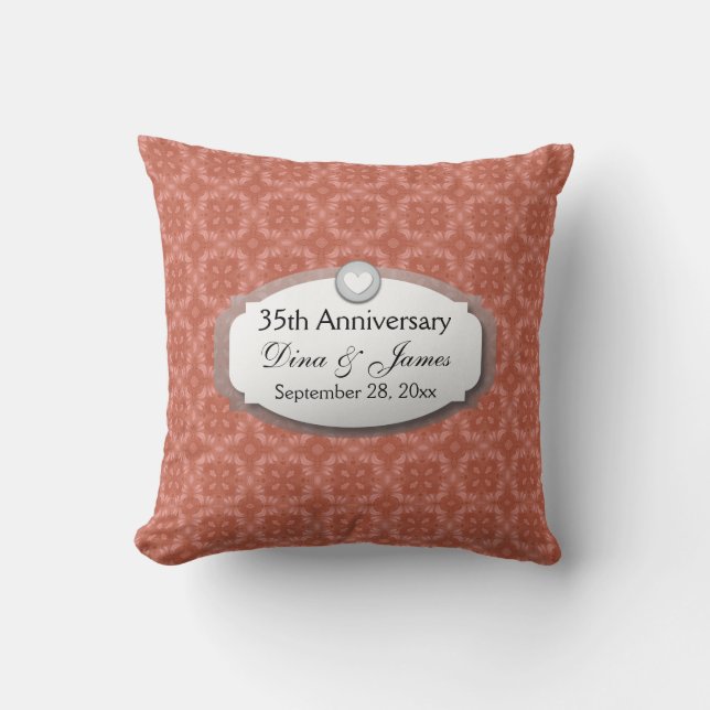 35th Anniversary Wedding Anniversary Coral Z22 Cushion (Front)