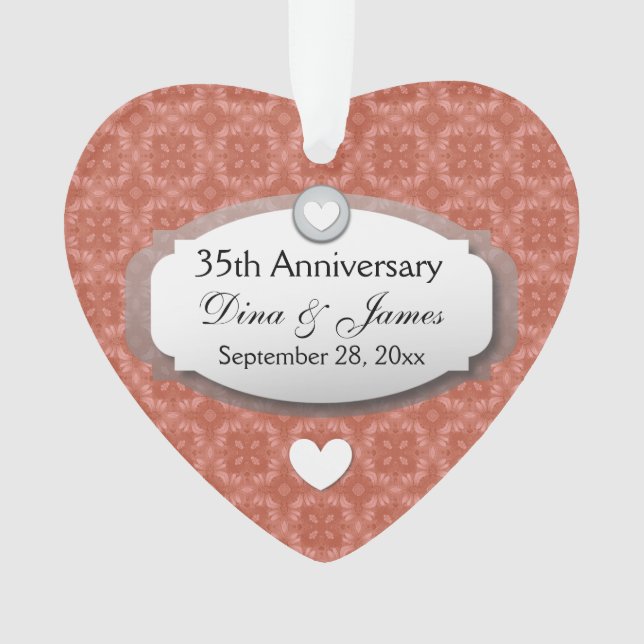 35th Anniversary Wedding Anniversary Coral Z22 Ornament (Front)