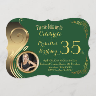 35th,any age Birthday Invitation PHOTO,Gatsby styl